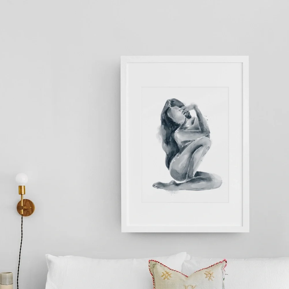Watercolor Abstract Nude Woman Portrait Print Poster Unframed - Picture 9 of 17
